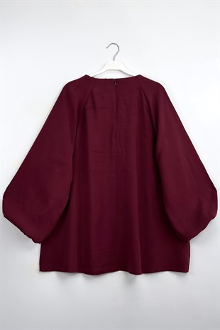 Balon Kol Tunik Mürdüm  
