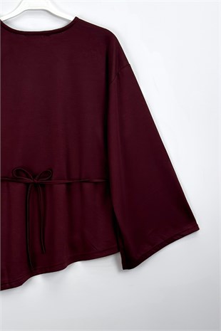 Basıc Asimetrik Bluz Bordo