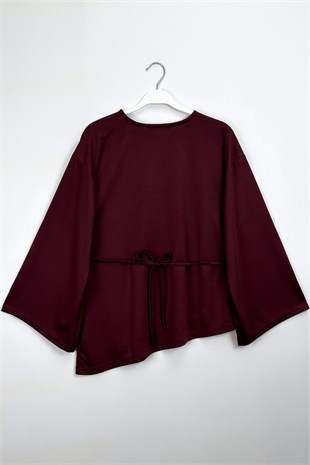 Basıc Asimetrik Bluz Bordo