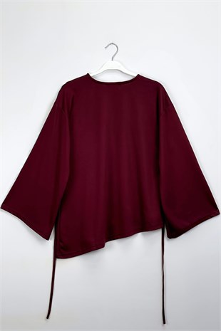Basıc Asimetrik Bluz Bordo