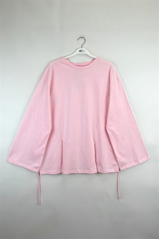 Basıc Bağlamalı Tunik Pembe