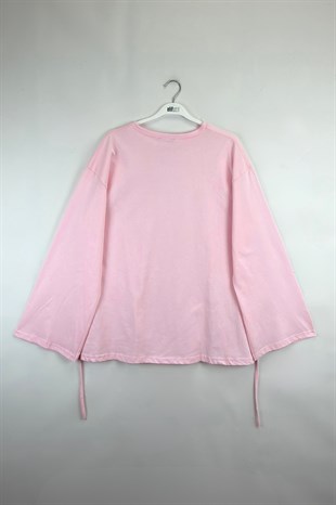 Basıc Bağlamalı Tunik Pembe
