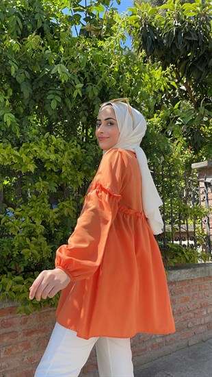 Bileği Lastikli Gömlek Turuncu
