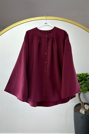 Bisiklet Yaka Gömlek Bordo 