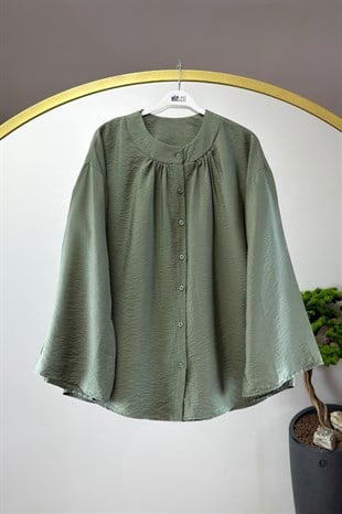 Bisiklet Yaka Gömlek Haki 