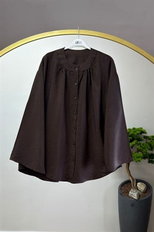 Bisiklet Yaka Gömlek Kahve 