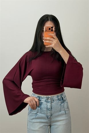 Büzgülü Bluz Bordo