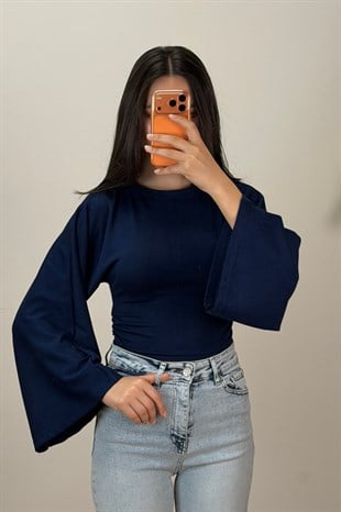 Büzgülü Bluz Lacivert 