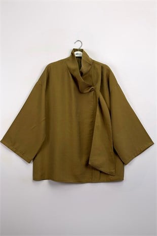 Çapraz Bağlamalı Bluz Olive 