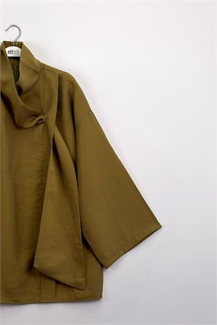 Çapraz Bağlamalı Bluz Olive 