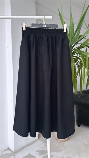 Cepli Poplin Etek Siyah