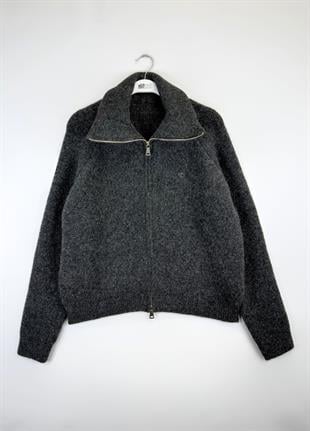 Çift Fermuarlı Hırka Füme 