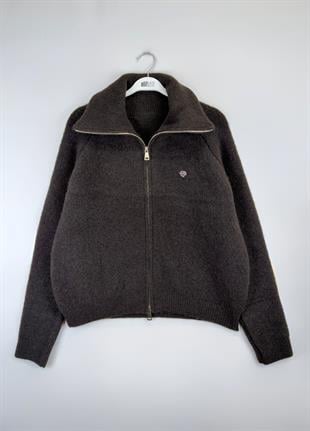 Çift Fermuarlı Hırka Kahve 