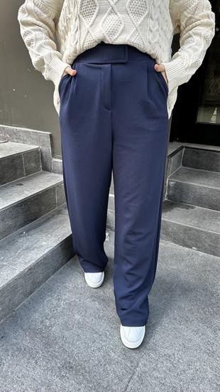 Cırtlı Palazzo Pantolon Lacivert