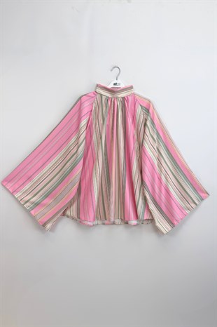Çizgili Bluz Pembe 