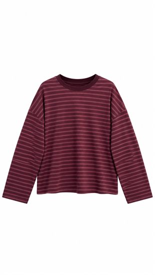 Çizgili Sweat Mürdüm