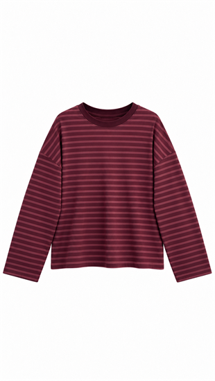 Çizgili Sweat Mürdüm