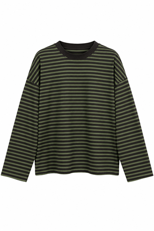 Çizgili Sweat Yeşil