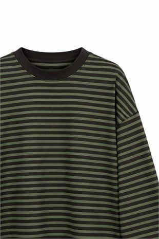 Çizgili Sweat Yeşil