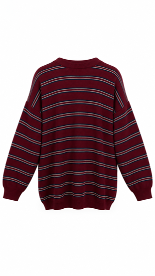 Çizgili Triko Tunik Bordo