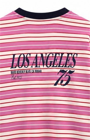 LosAngeles Yazılı Sweat Pembe
