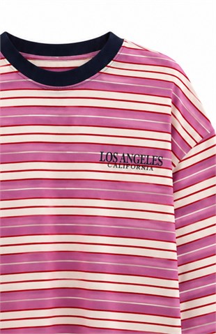 LosAngeles Yazılı Sweat Pembe