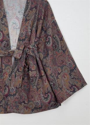 Desenli Kimono Füme 