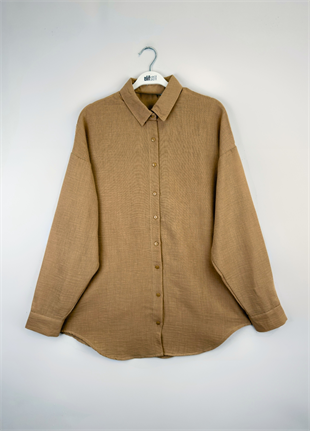 Desla Oversize Salaş Gömlek Açık Kahve 