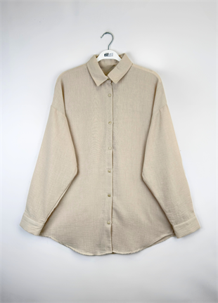 Desla Oversize Salaş Gömlek Taş 