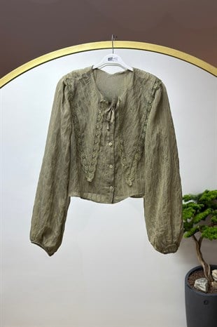 Fırfırlı Bluz Haki 