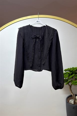 Fırfırlı Bluz Kahve 