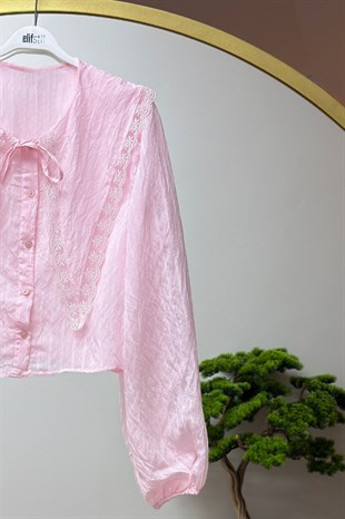 Fırfırlı Bluz Pembe 