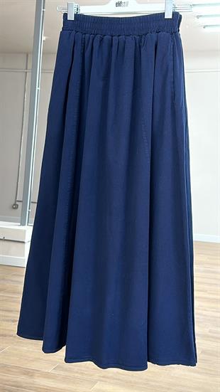 Gabardin Long Etek Lacivert 