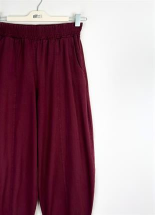 Gabardin Şalvar Pantolon Bordo 