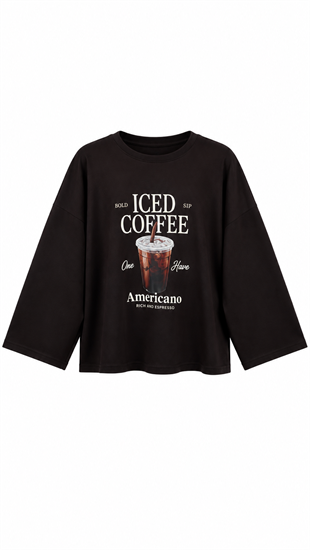 Iced Coffe Baskılı Sweat Kahve 