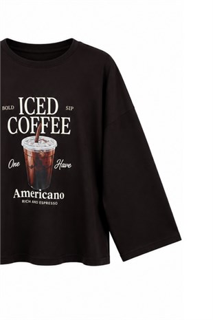Iced Coffe Baskılı Sweat Kahve 