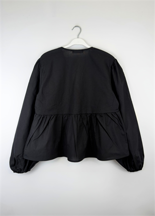 İşlemeli Bluz Siyah 