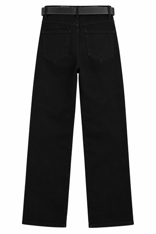 Kemerli Jean Pantolon Siyah