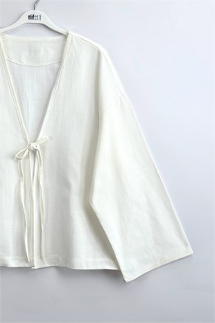 Keten Kimono Beyaz