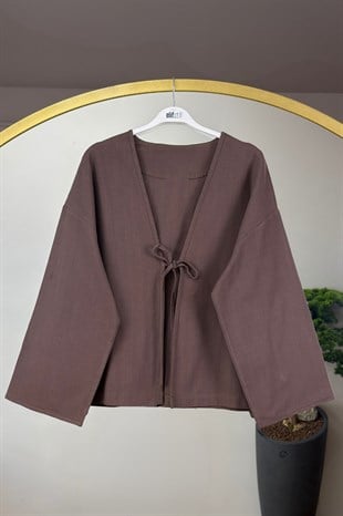 Keten Kimono Kahve 
