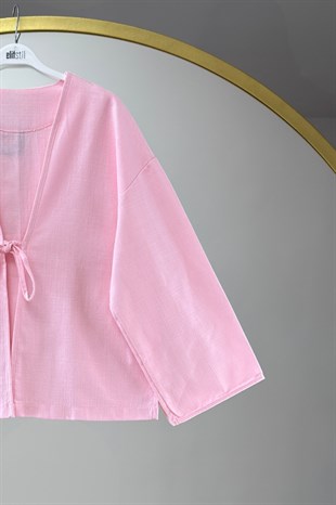 Keten Kimono Pembe 