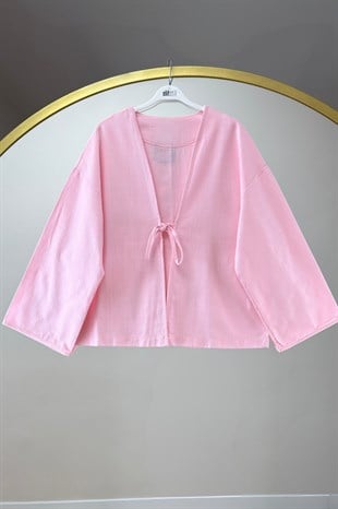 Keten Kimono Pembe 