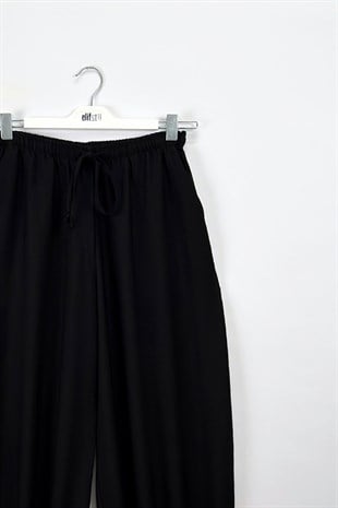 Keten Şalvar Pantolon Siyah