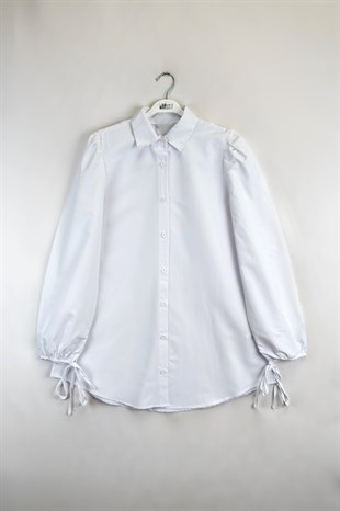 Kolu Bağlamalı Gömlek Beyaz