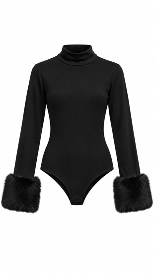 Kolu Kürklü Body Siyah