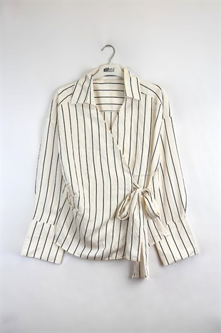 Kruvaze Bağlamalı Gömlek Bej 