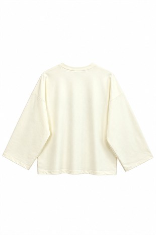 Limon Baskılı Sweatshirt Ekru