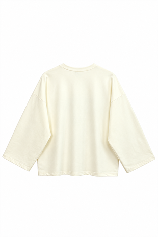 Matcha Baskılı Sweatshirt Ekru