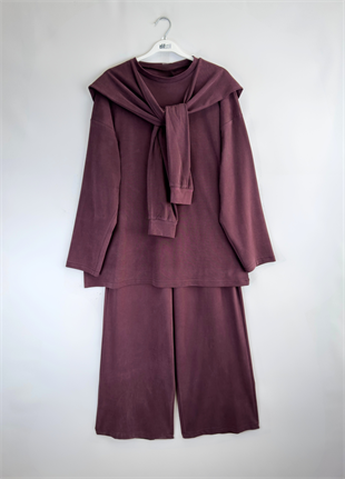 Modal Şallı Takım Bordo 