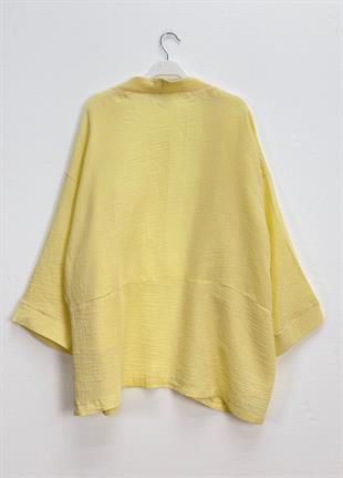 Müslin Bağlamalı Kimono Sarı 